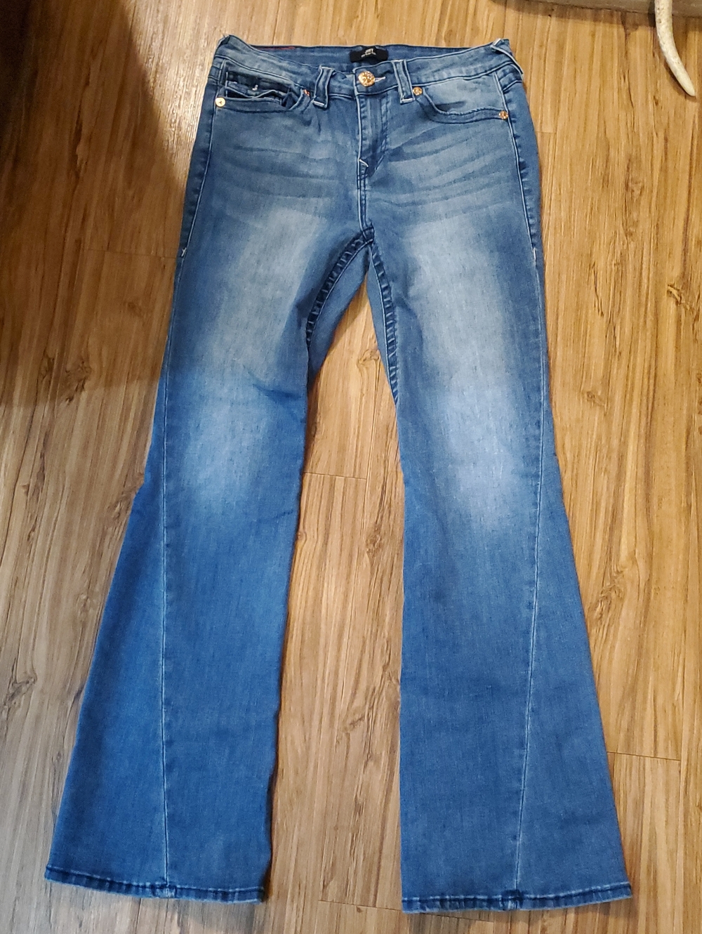 True Religion Blue Flare Jeans - Mid Wash